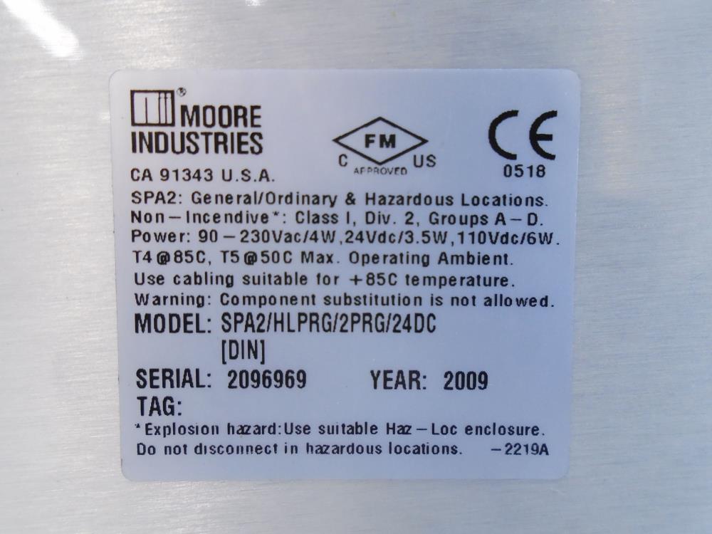 Moore SPA2 Site Programmable Alarm SPA2/HLPRG/2PRG/24DC